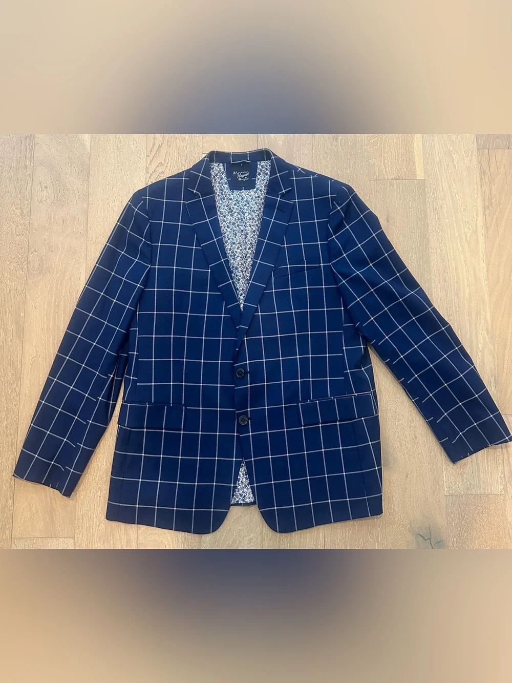 Penguin by Munsingwear Mens Navy Windowpane Sport Coat Blazer - Classic Fit 44R